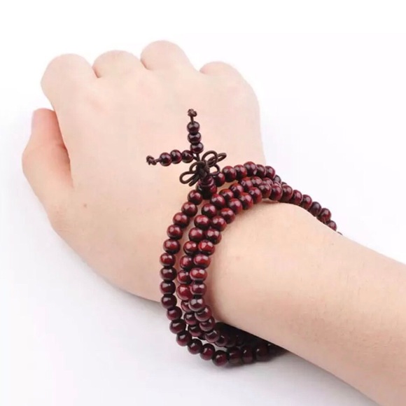 NEW 6mm Rosewood 108 Bead Mala Zen Prayer Intention Bracelet - Picture 2 of 4